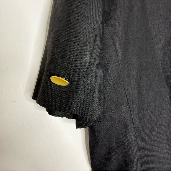 MaxMara Black Linen Gold Button Dress – Size 12, Made in Italy - Picture 5 of 7